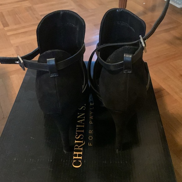 Christian Siriano Women's Imma Black Peep-Toe Stiletto Shootie Bootie - Picture 3 of 5